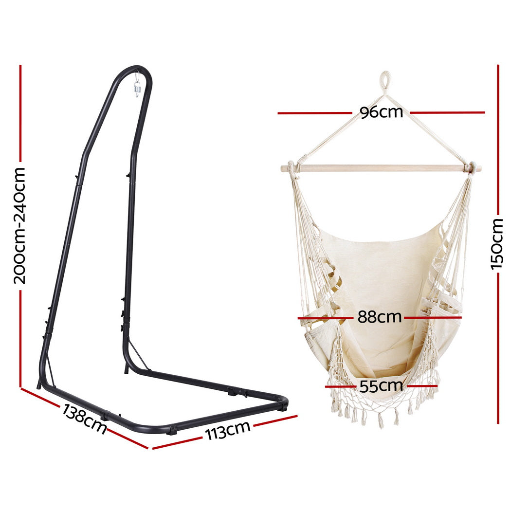 Gardeon Hammock Hanging Chair with Steel Stand