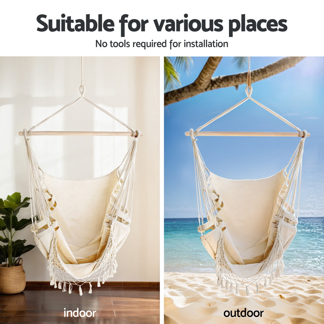 Gardeon Hammock Hanging Chair with Steel Stand 4