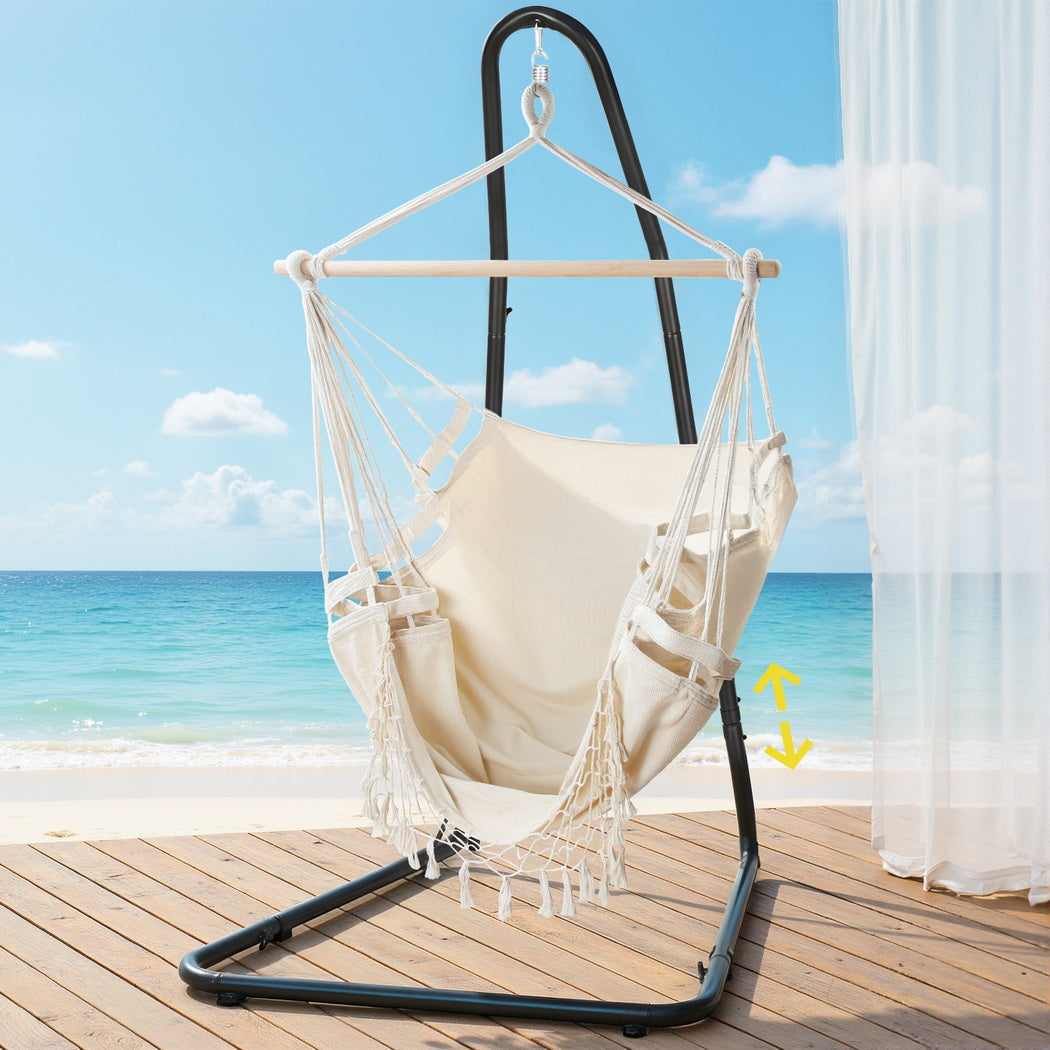 Gardeon Hammock Hanging Chair with Steel Stand 7