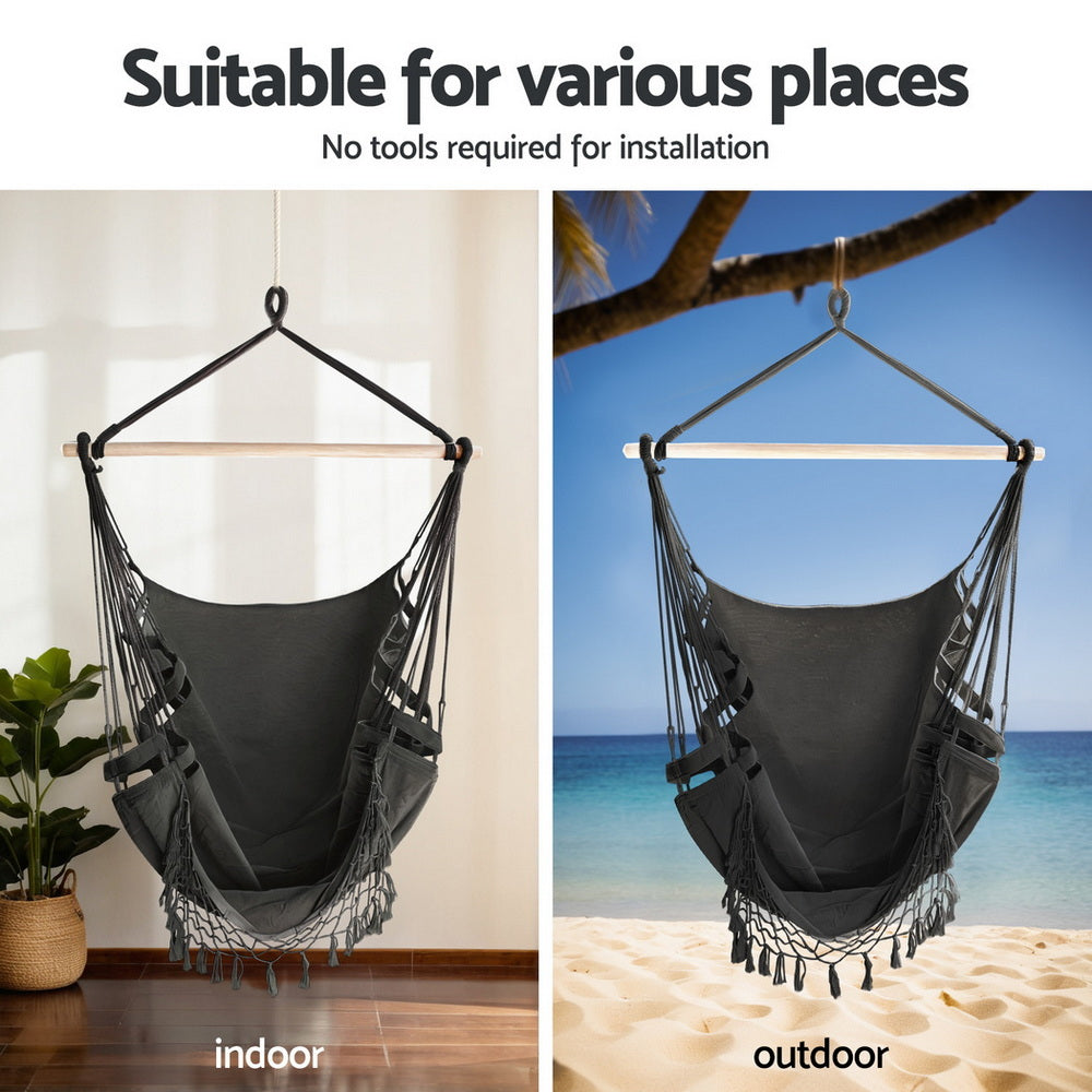 Gardeon Hammock Hanging Chair with Steel Stand 4