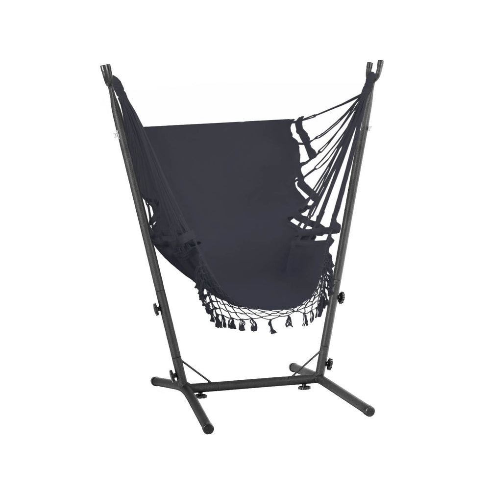 Gardeon Hammock Chair Outdoor Camping Hanging with Stand Grey 3