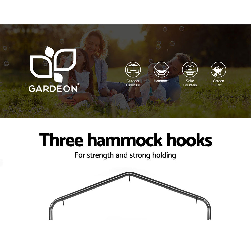 Gardeon Outdoor Hammock Chair with Stand Tassel Hanging Rope Hammocks Grey 4