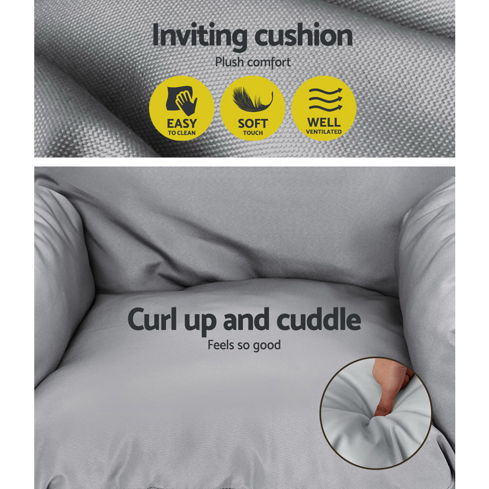 Gardeon Outdoor Egg Swing Chair Patio Furniture Pod Stand Canopy Foldable Grey 5