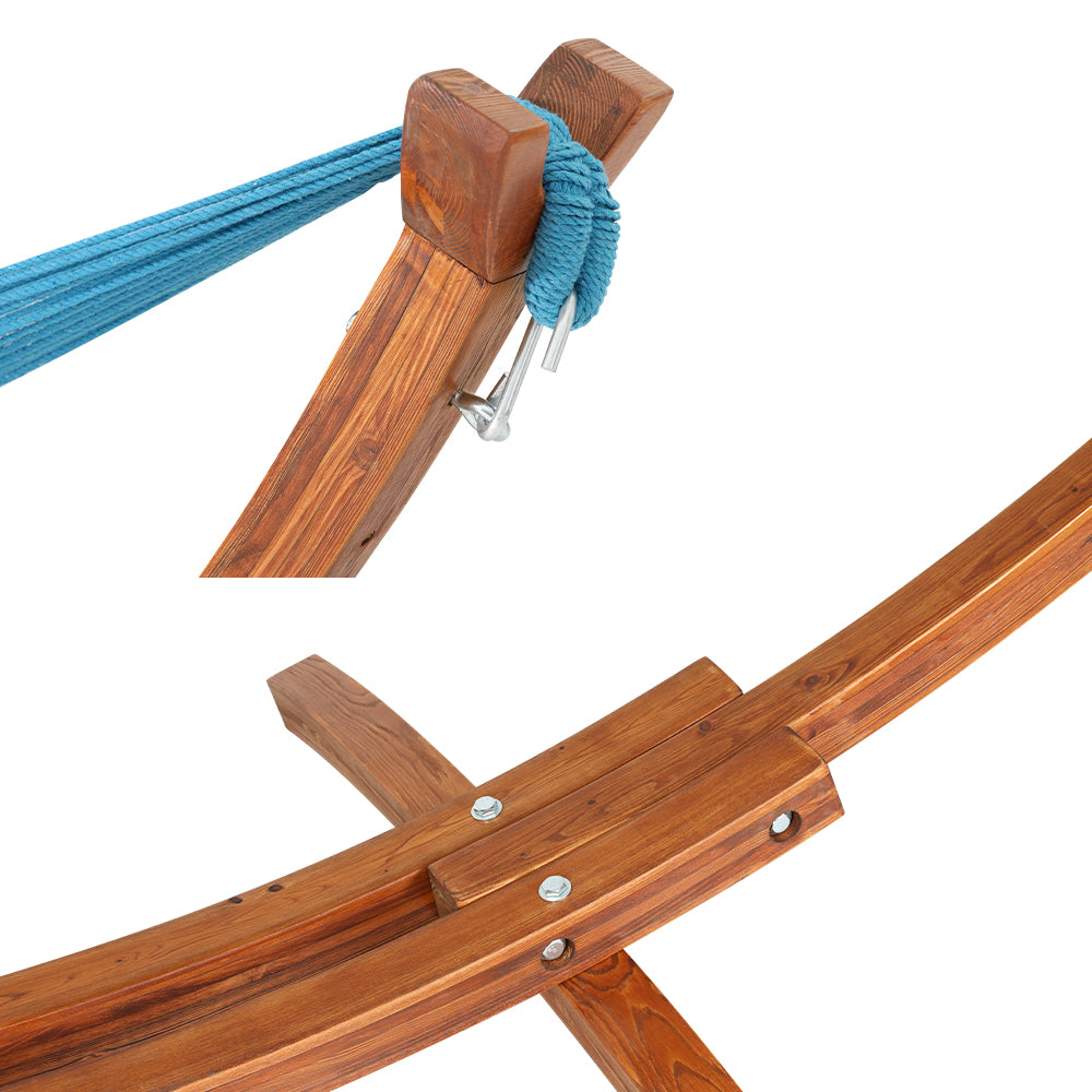 Gardeon Hammock Bed Outdoor Camping Timber Hammock Wooden Stand 3