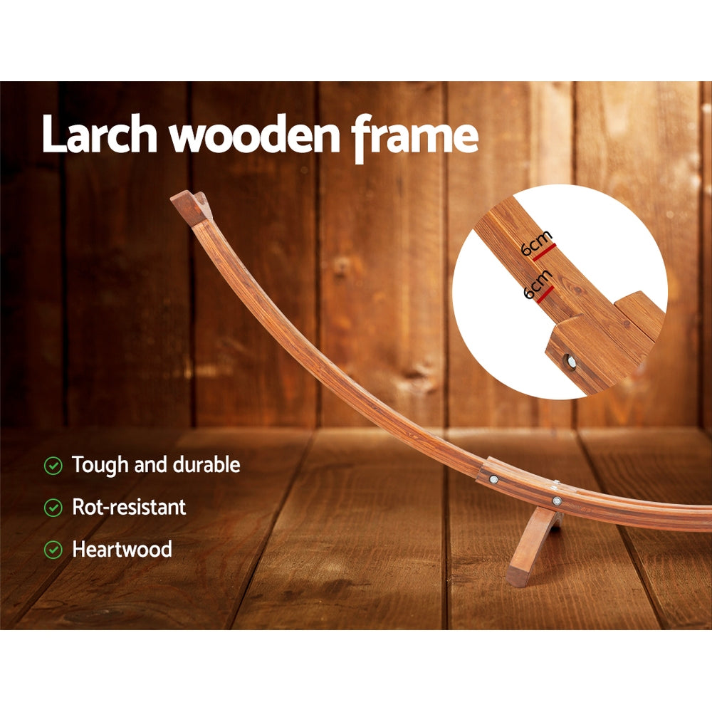 Gardeon Hammock Bed Outdoor Camping Timber Hammock Wooden Stand 5