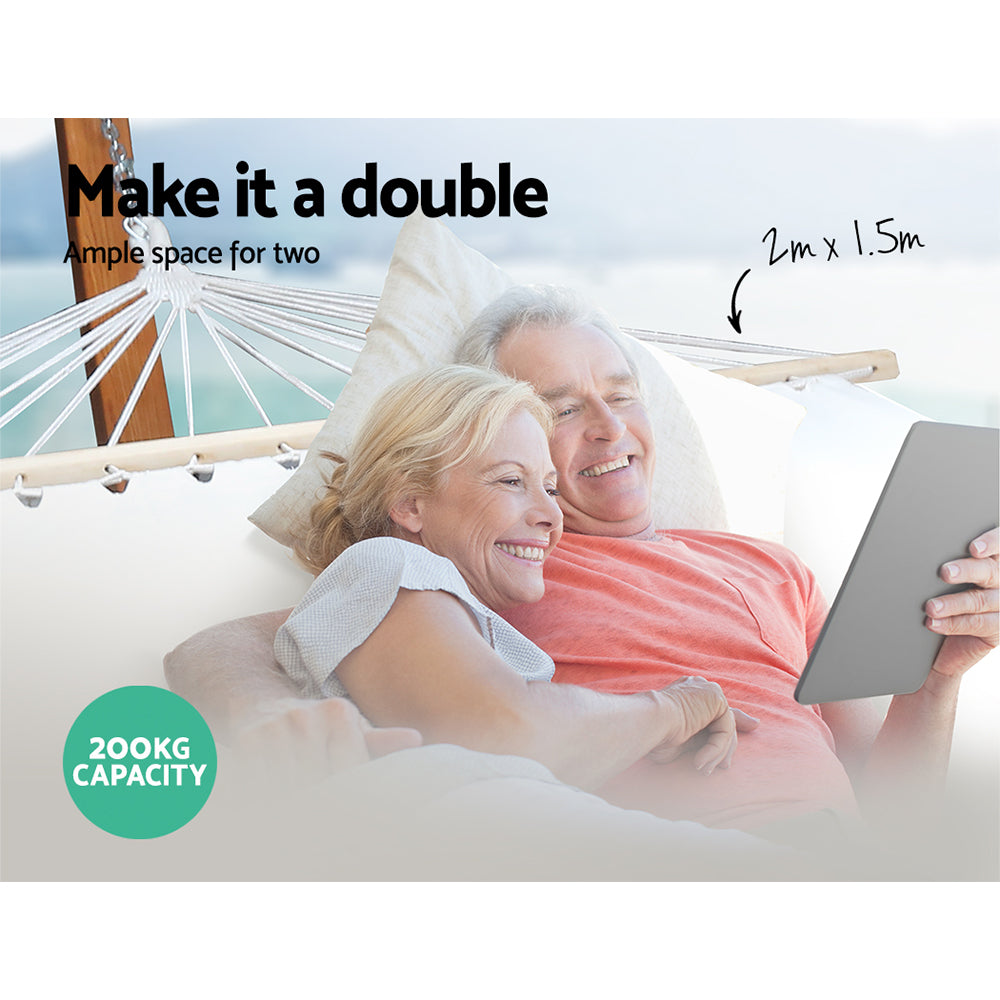 Gardeon Hammock Bed Outdoor Camping Garden Timber Hammock with Stand 3