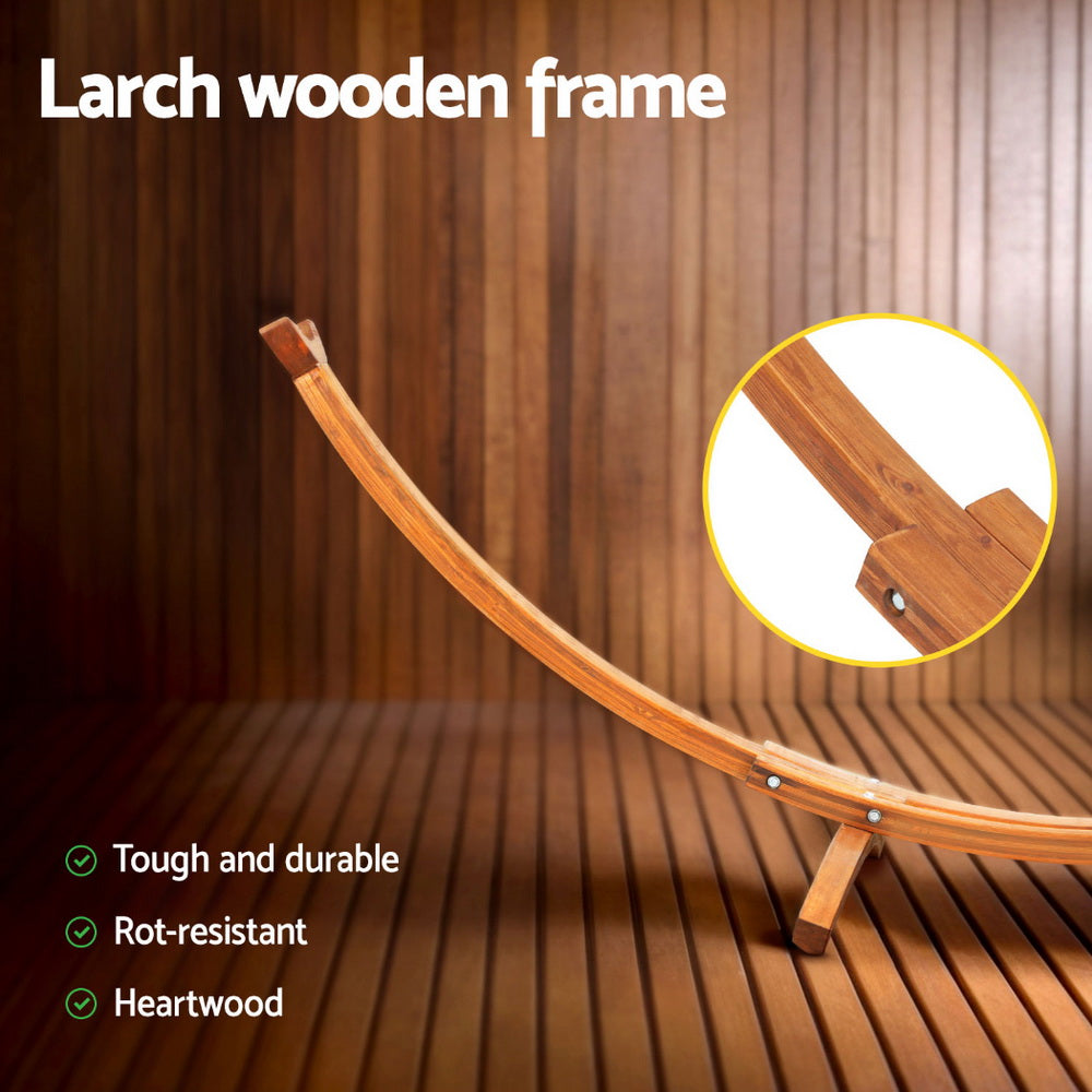 Gardeon Hammock Bed Stand Larch Wood 315cm Length 4