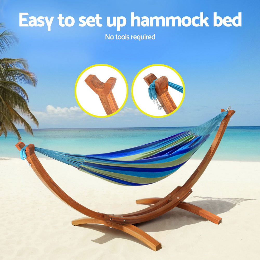 Gardeon Hammock Bed Stand Larch Wood 315cm Length 5