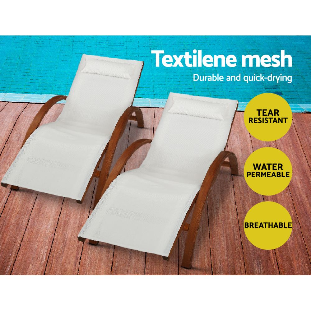 Gardeon Sun Lounge Outdoor Furniture Timber Armchair Wooden Stand 6