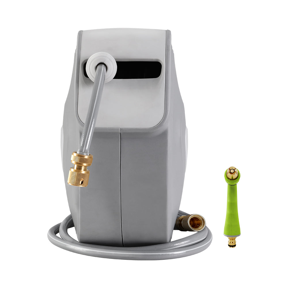 Water Hose Reel 30M Retractable Garden Auto Rewind Brass Spray Gun 3