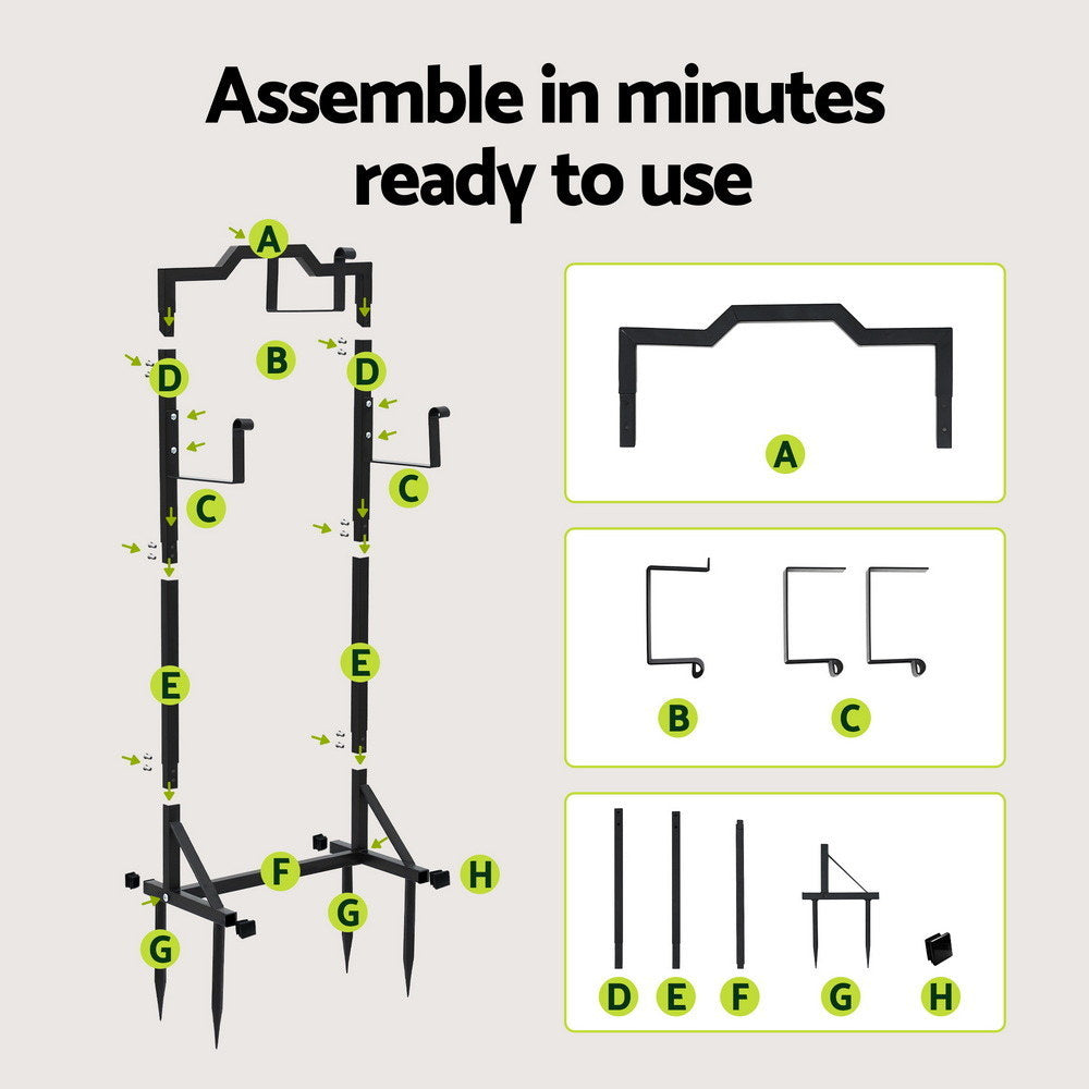 Green Fingers Garden Hose Holder Metal Portable Freestanding Hose Stand 4 Spikes Black 6