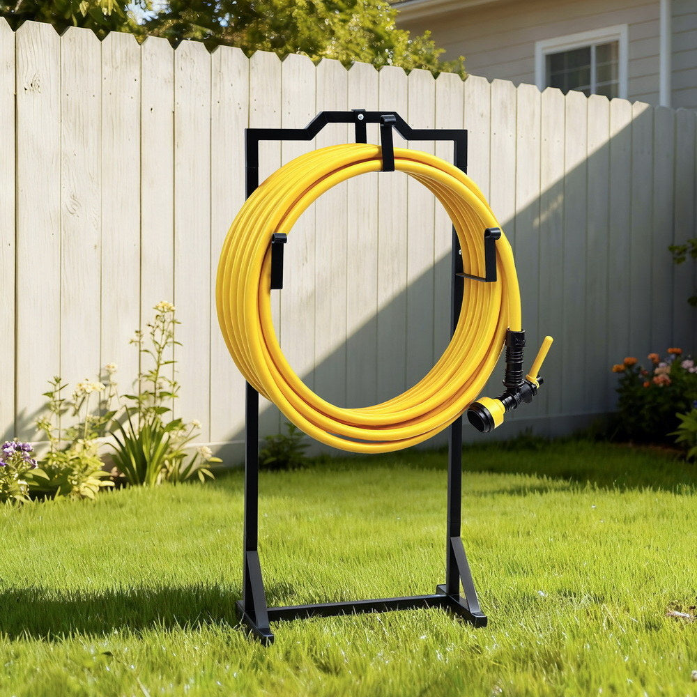 Green Fingers Garden Hose Holder Metal Portable Freestanding Hose Stand 4 Spikes Black 7