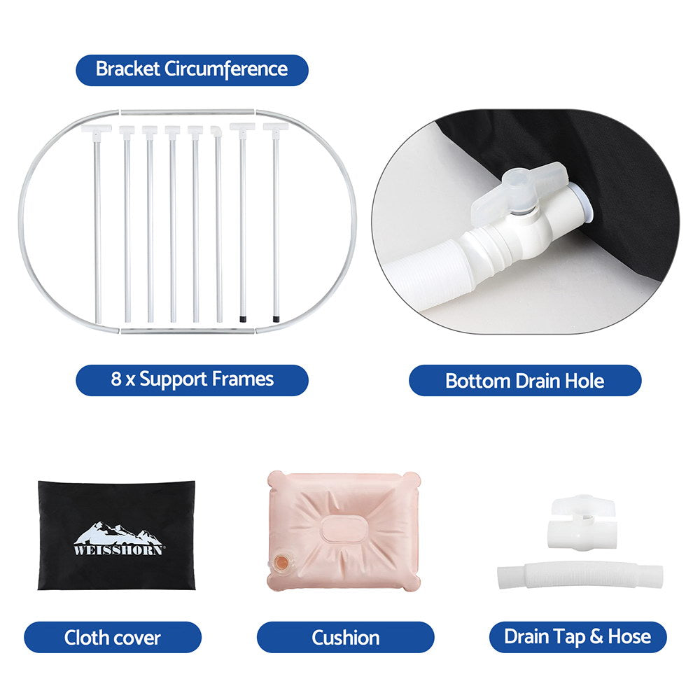 Weisshorn Portable Ice Bath Tub 120x70X70CM Inflatable Cold Water Folding Bathtub Spa Massage 6