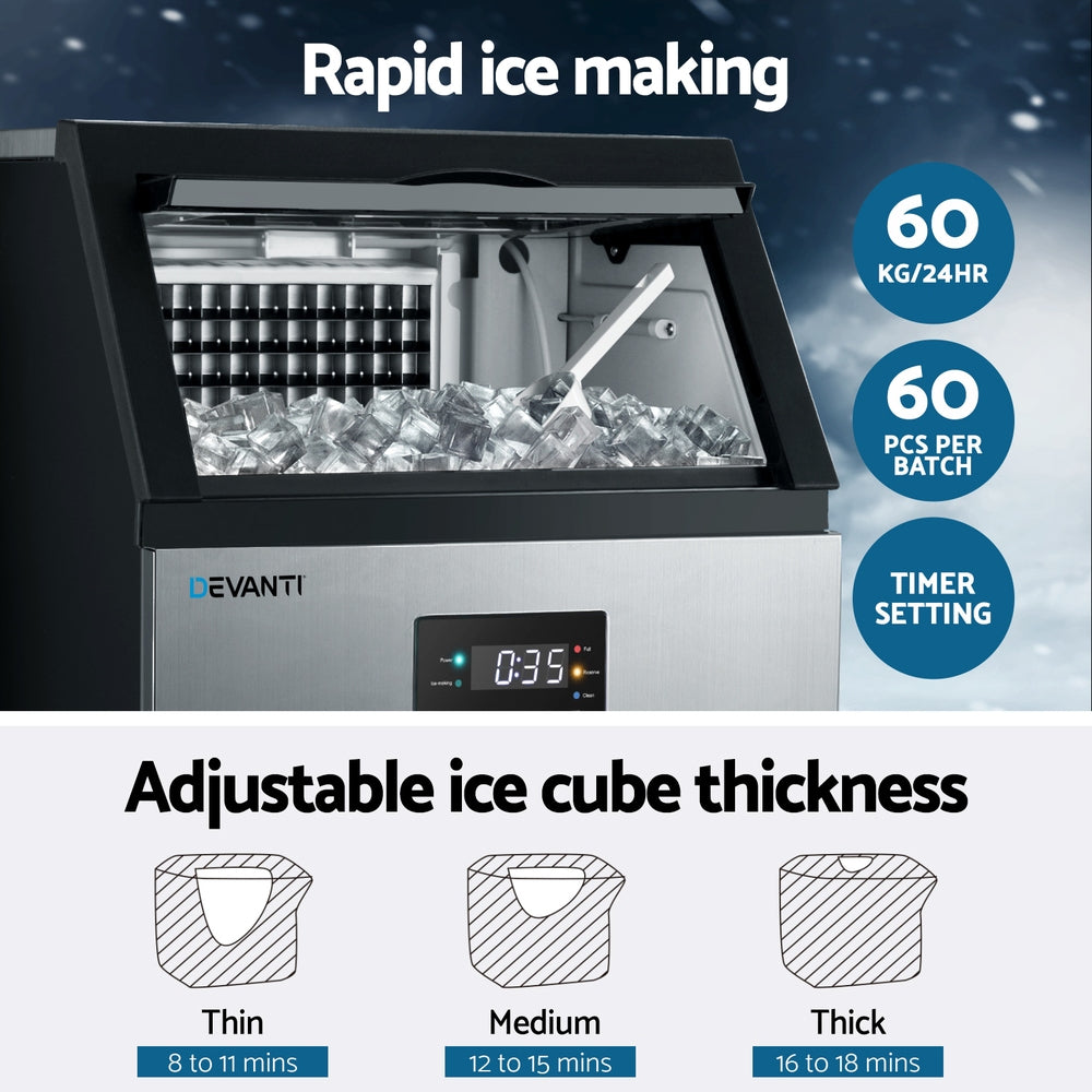 Devanti 60kg Ice Maker Commercial Machine 4