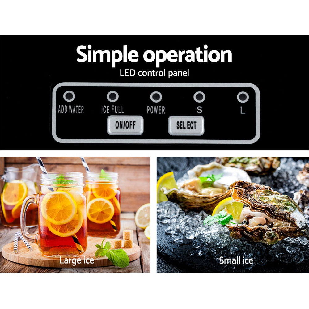 DEVANTi Portable Ice Cube Maker Machine 2L Home Bar Benchtop Easy Quick Black 5