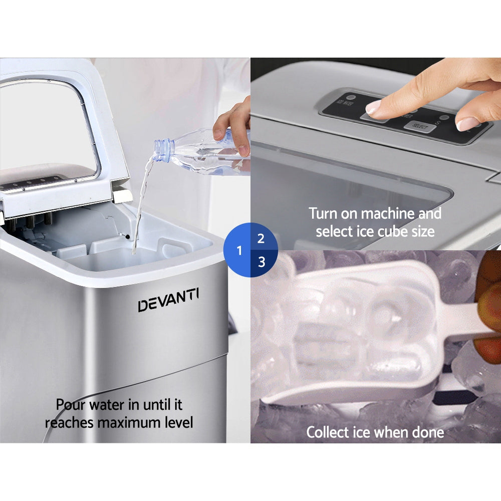 Devanti Portable Ice Cube Maker - Silver 3