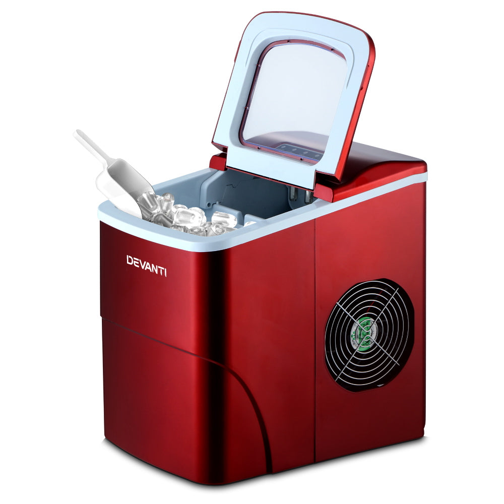 DEVANTi Portable Ice Cube Maker Machine 2L Home Bar Benchtop Easy Quick Red 3