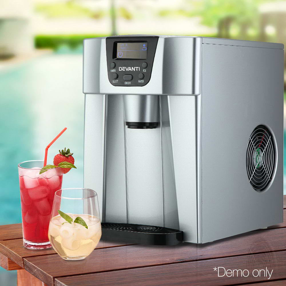 Devanti 2L Portable Ice Cuber Maker & Water Dispenser - Silver 7