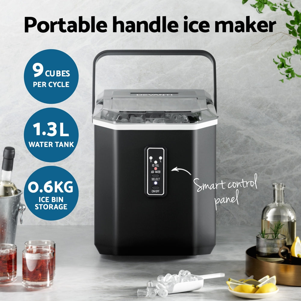 Devanti 12kg Ice Maker Machine 1.3L w/Scoop Holder Black 4