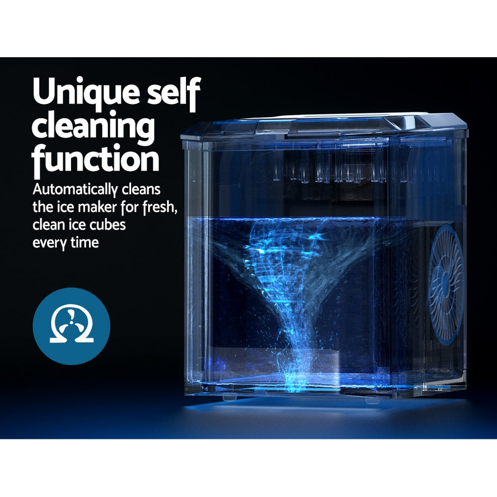 Devanti Portable Ice Maker Machine Ice Cube 12kg Bar Countertop Stainless Steel 6