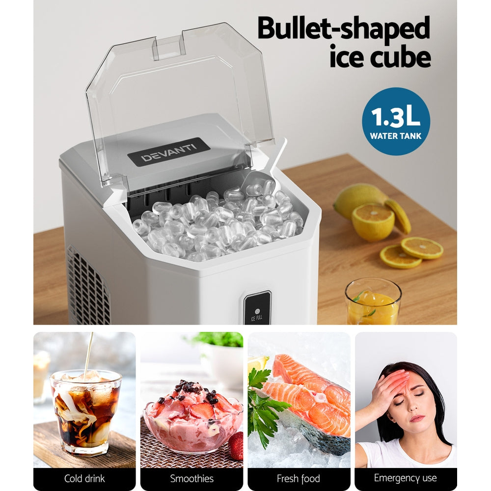 Devanti 12kg Ice Maker Machine Portable Ice Cube Tray Bar Countertop 2L Black 4