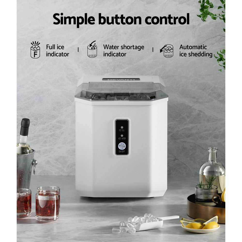 Devanti 12kg Ice Maker Machine Portable Ice Cube Tray Bar Countertop 2L Black 5