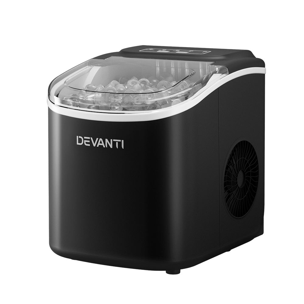 Devanti Portable Ice Maker Machine Ice Cube Tray 12kg Bar Countertop Black 7