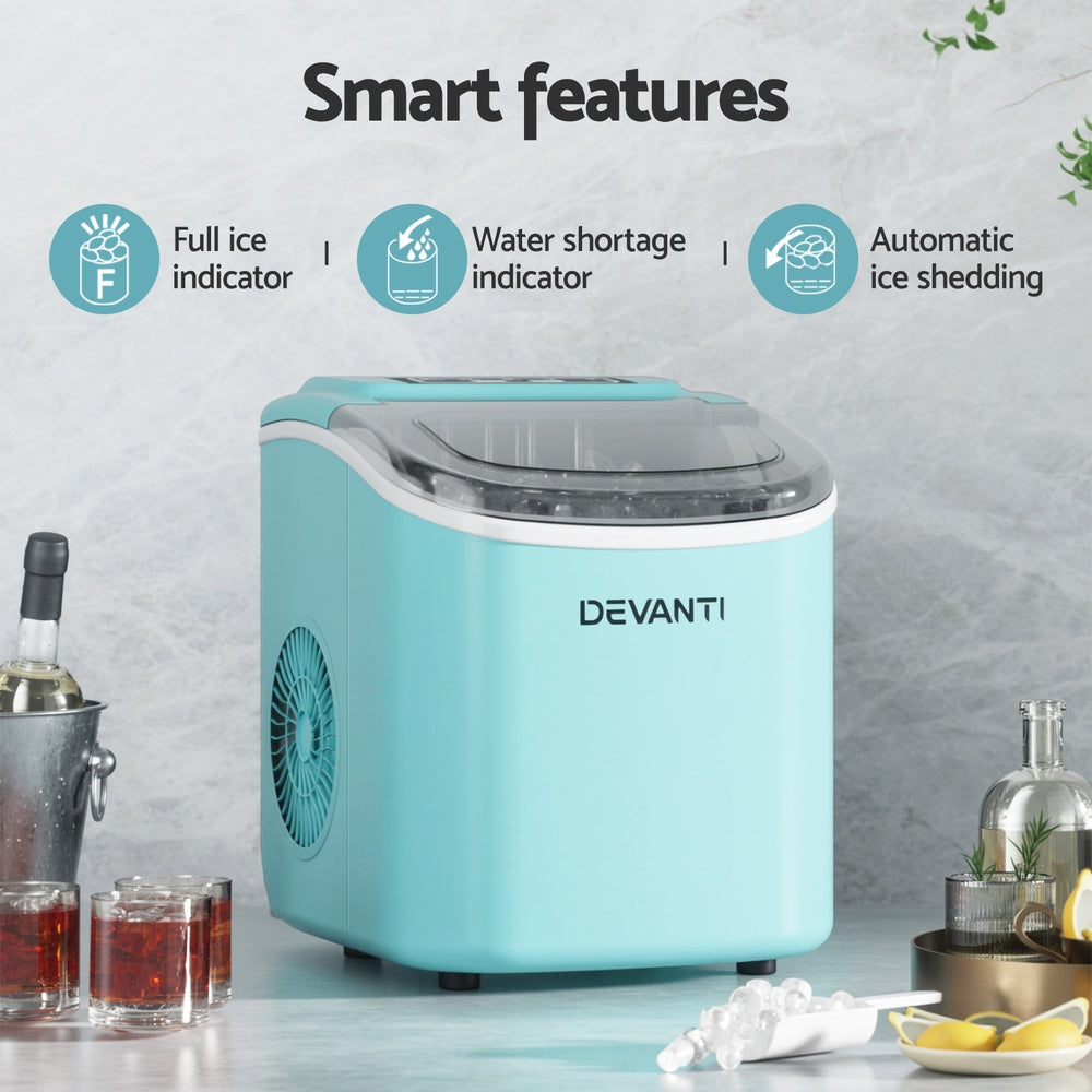 Devanti 12kg Ice Maker Machine w/Self Cleaning Green 4