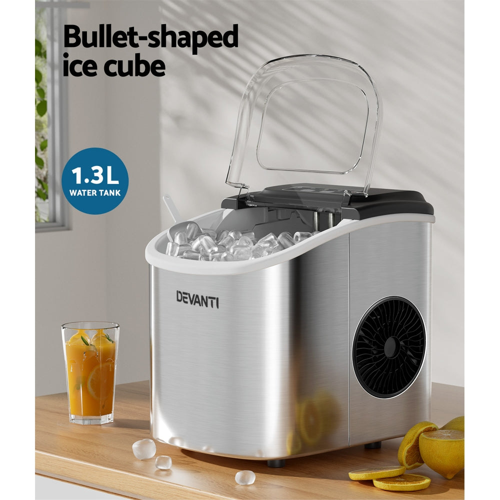 Devanti 12kg Ice Maker Machine w/Self Cleaning Silver 4