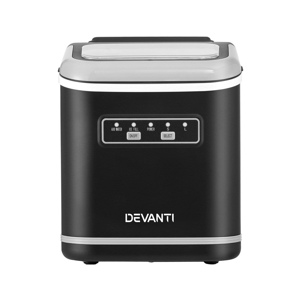 Devanti Ice Maker Machine Portable 12kg Countertop w/Self Cleaning 1.3L Black 3
