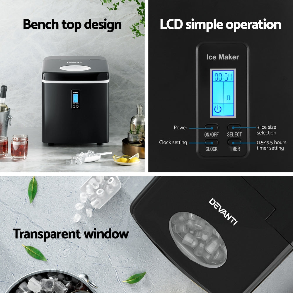 Devanti 15kg Ice Maker Machine Black 5