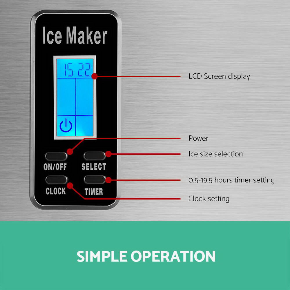 Devanti 15kg Ice Maker Machine Silver 4