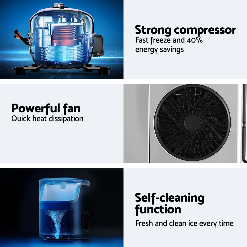 Devanti Ice Maker Machine 15kg Nugget Ice Cube 6