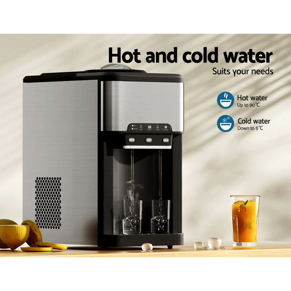 Devanti 20kg 3 in 1 Ice Maker Machine Cold and Hot Water Dispenser 3L Silver 4