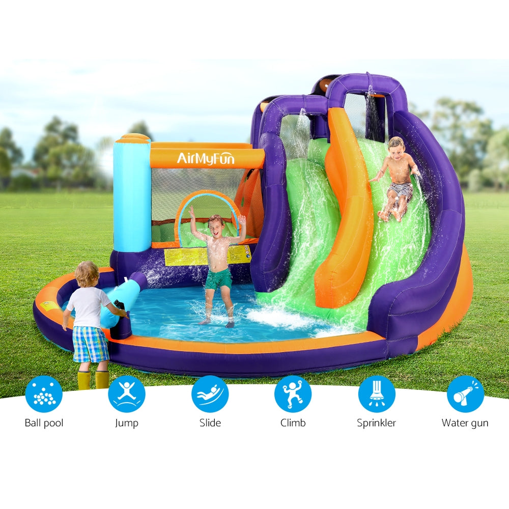 AirMyFun Inflatable Water Slide Kids Jumping Trampoline Castle Double Slide 4