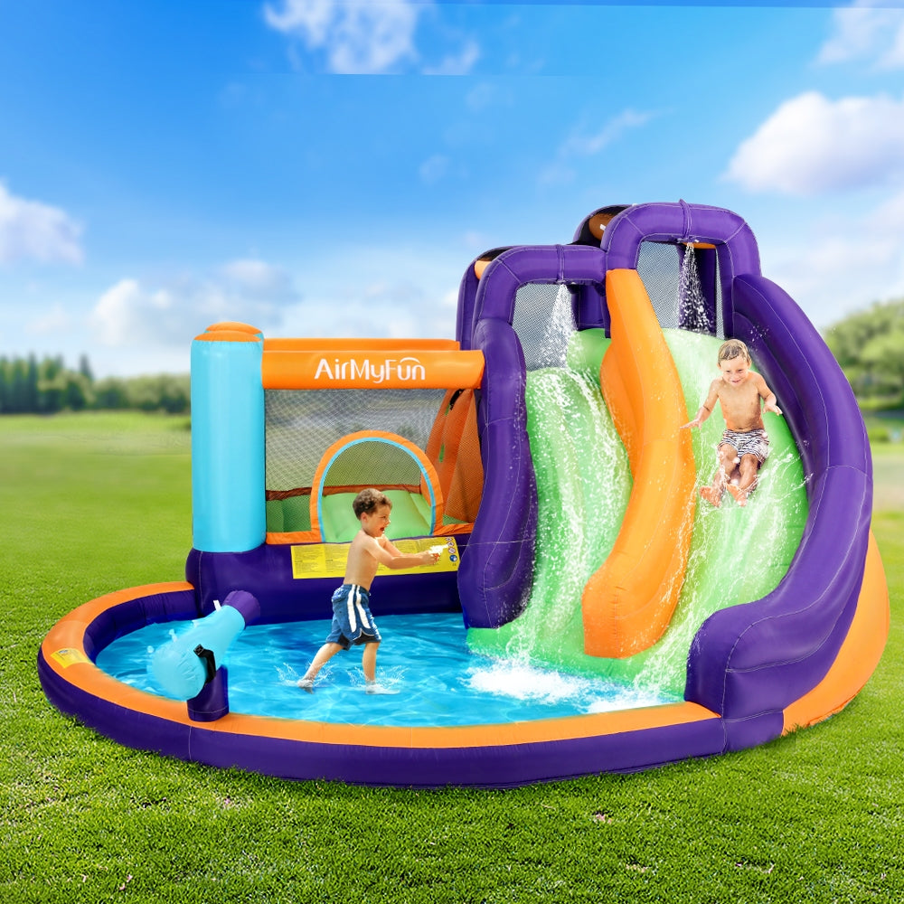 AirMyFun Inflatable Water Slide Kids Jumping Trampoline Castle Double Slide 7