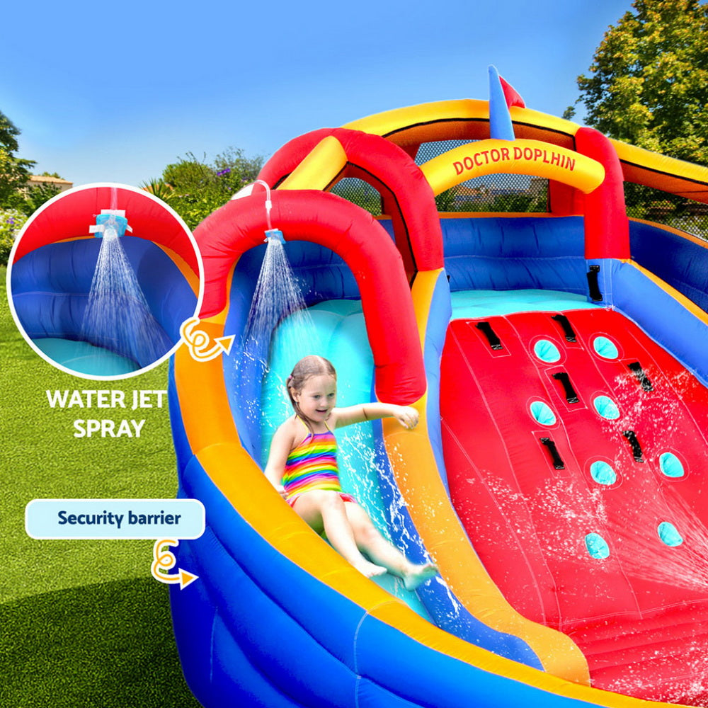 Kids Inflatable Pool Water Slide Cannon Splash Park Toss Game 408X386CM 4