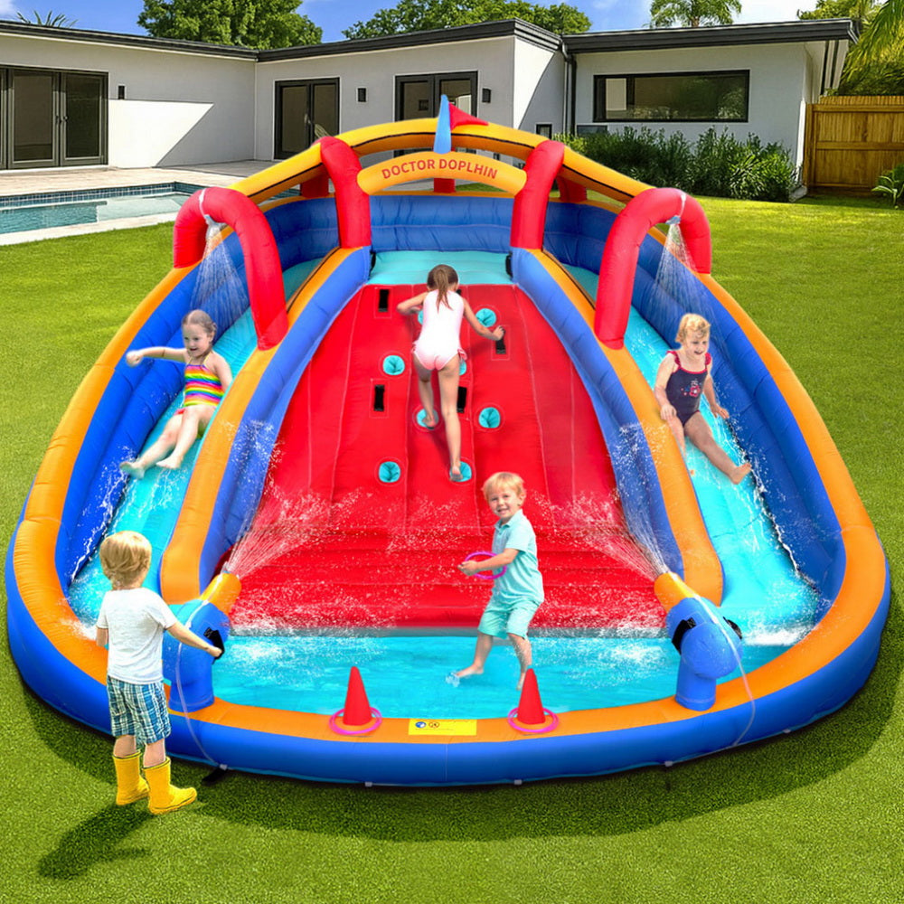 Kids Inflatable Pool Water Slide Cannon Splash Park Toss Game 408X386CM 7