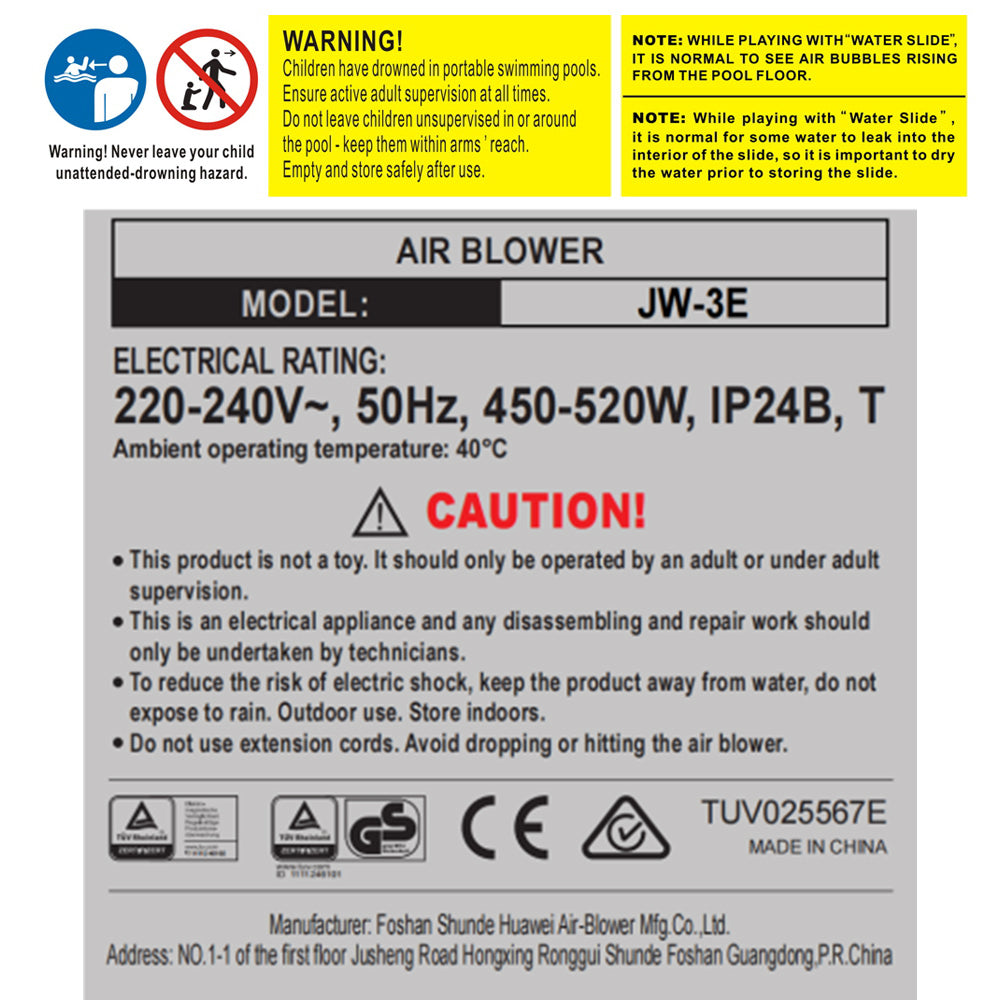 Happy Hop Inflatable Water Slide Jumping Trampoline Castle Bouncer Toy Splash 6