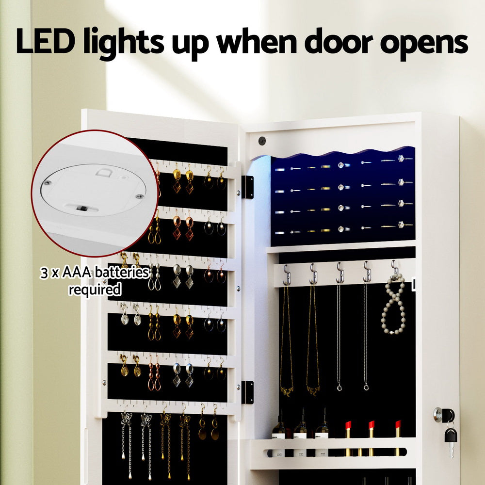 Artiss Jewellery Cabinet LED Mirror Lockable 7