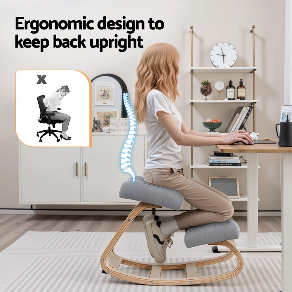 Artiss Kneeling Chair Ergonomic Posture Chair with Memory Foam Balance Stool for Home Office Gaming 120kg Weight Capacity Gray 4