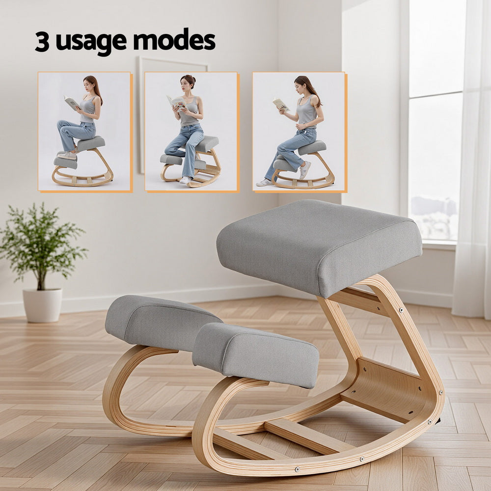 Artiss Kneeling Chair Ergonomic Posture Chair with Memory Foam Balance Stool for Home Office Gaming 120kg Weight Capacity Gray 5