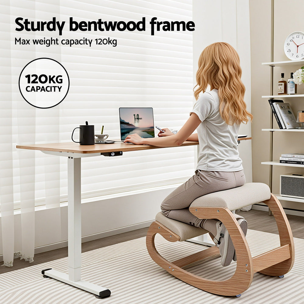 Artiss Kneeling Chair Ergonomic Posture Chair with Memory Foam Balance Stool for Home Office Gaming 120kg Weight Capacity Beige 6