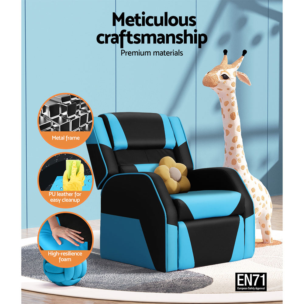Keezi Kids Recliner Chair PU Leather Gaming Sofa Lounge Couch Children Armchair 5