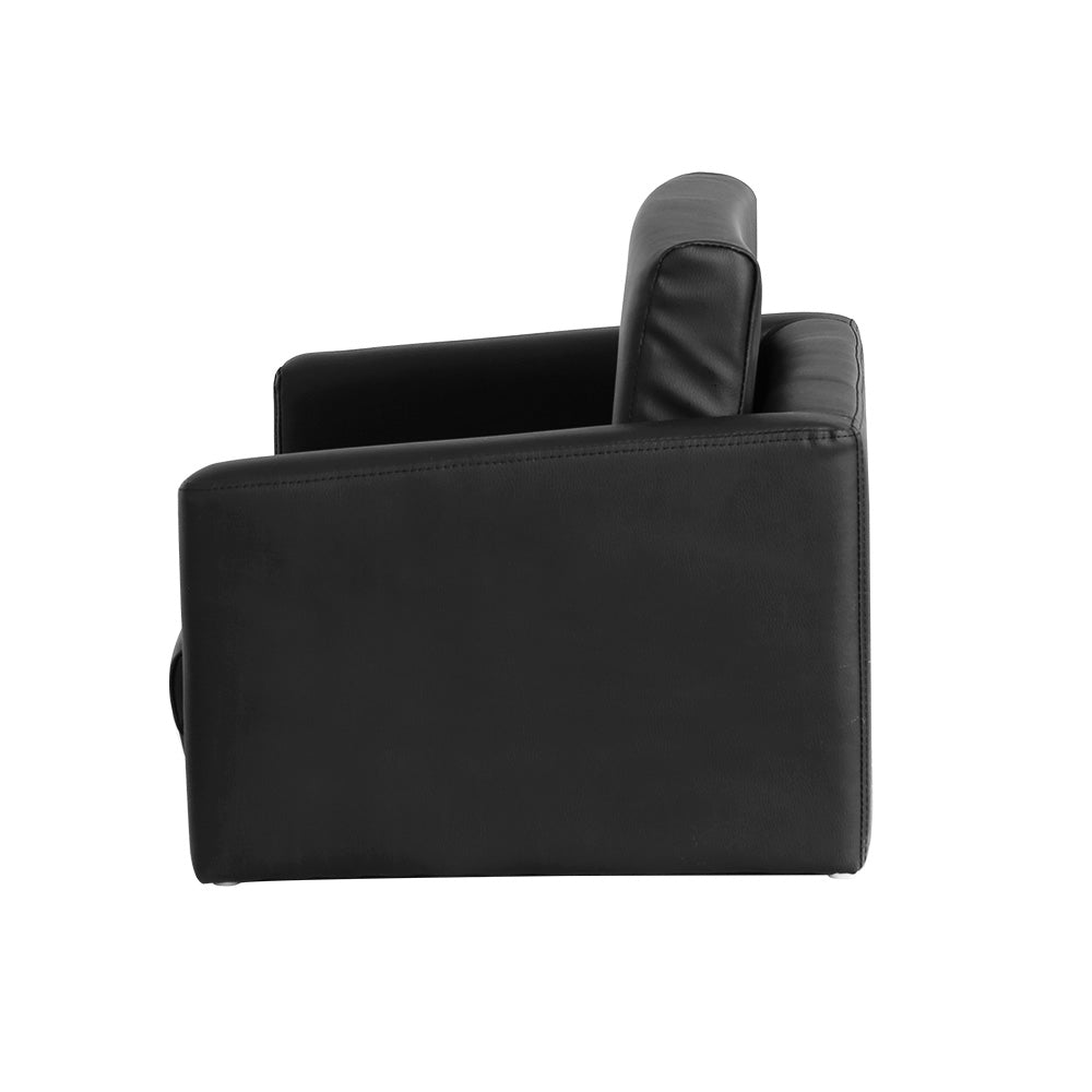Keezi Kids Sofa 2 Seater Children Flip Open Couch PU Leather Armchair Black 4