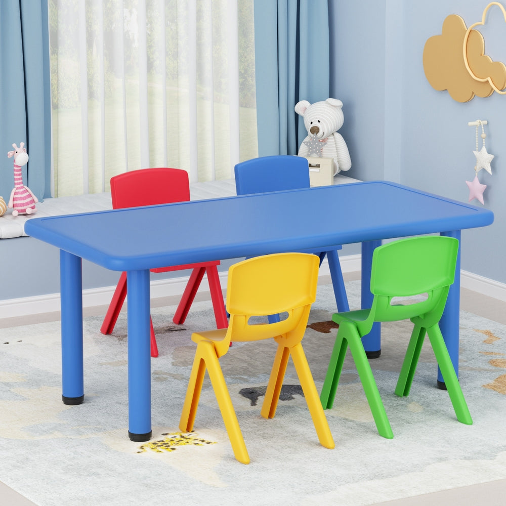 Keezi 5PCS Kids Table and Chairs Set Children Study Desk Furniture Plastic 4 Chairs 6