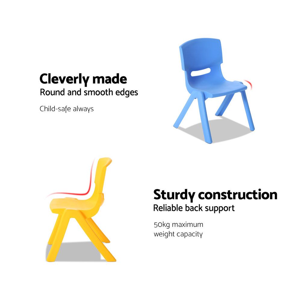 Keezi 5PCS Kids Table and Chairs Set Children Study Desk Furniture Plastic 4 Chairs 3