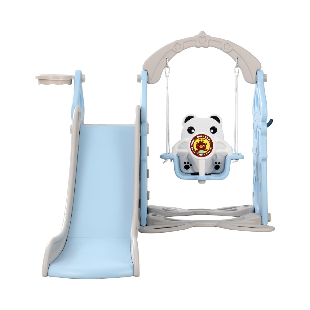 Keezi Kids Slide Swing Set Basketball Hoop Rings Outdoor Playground 170cm Blue 3