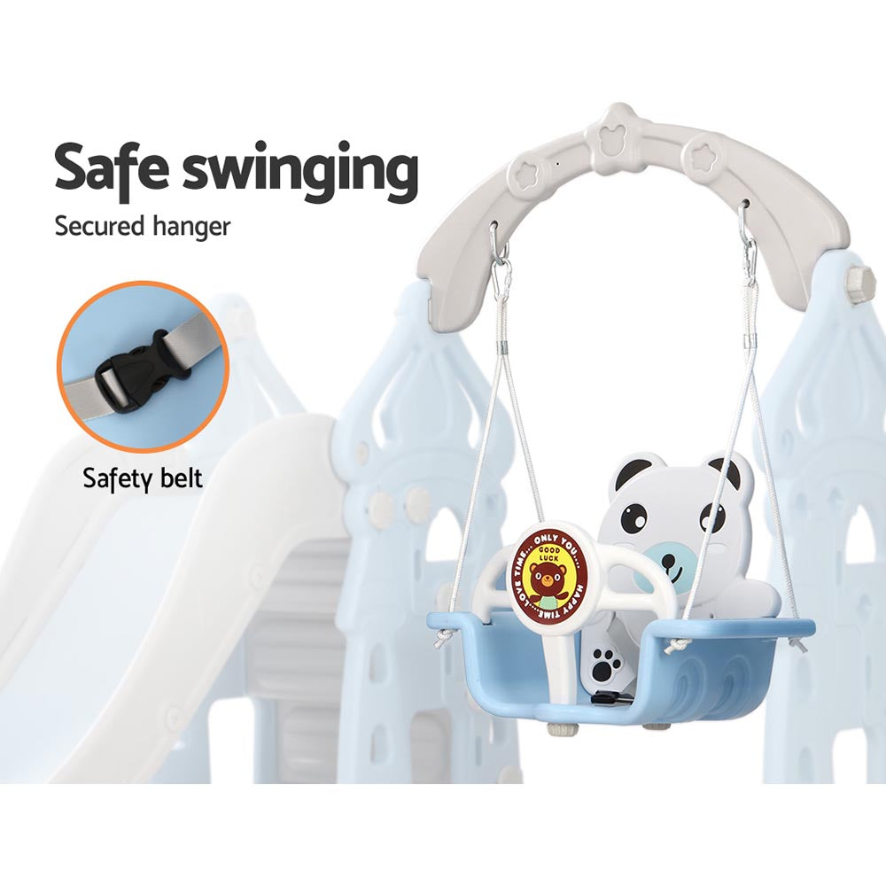 Keezi Kids Slide Swing Set Basketball Hoop Rings Outdoor Playground 170cm Blue 5
