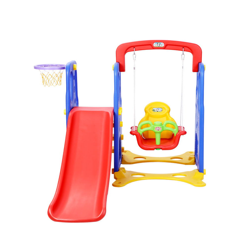 Keezi Kids Slide Swing Set Basketball Hoop Outdoor Playground Toys 120cm Blue 3